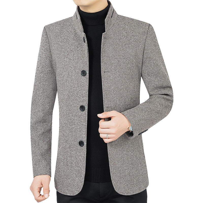 Unisex Stand Collar Solid Chemical Fiber Blend Jacket