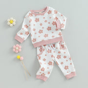 Children's New Flower Print Sweater Suit