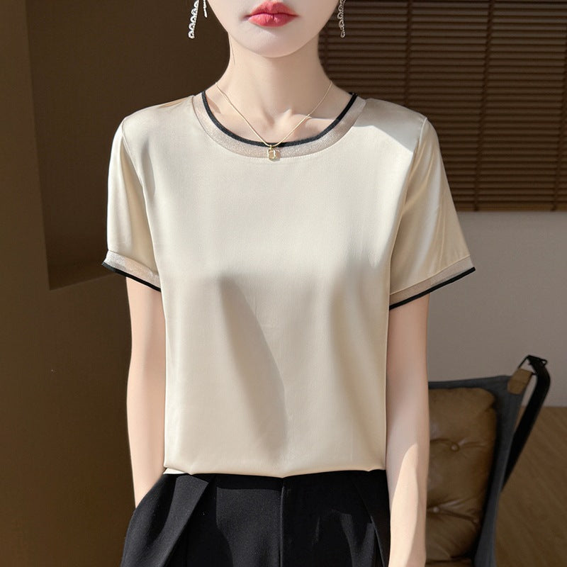 Satin Silk Short-sleeved T-shirt For Women