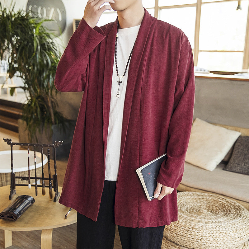 Fashion Casual Cotton Linen Robe Chinese Style Retro
