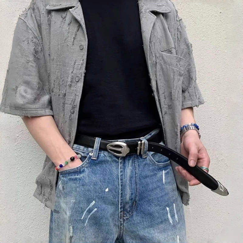 Retro Silver Bullet Buckle Denim Belt