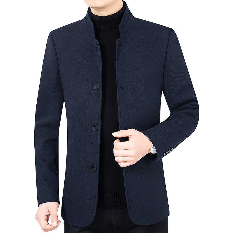 Unisex Stand Collar Solid Chemical Fiber Blend Jacket