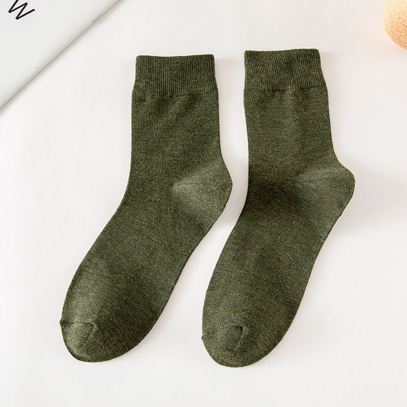 Solid Color Tube Socks for Autumn and Winter