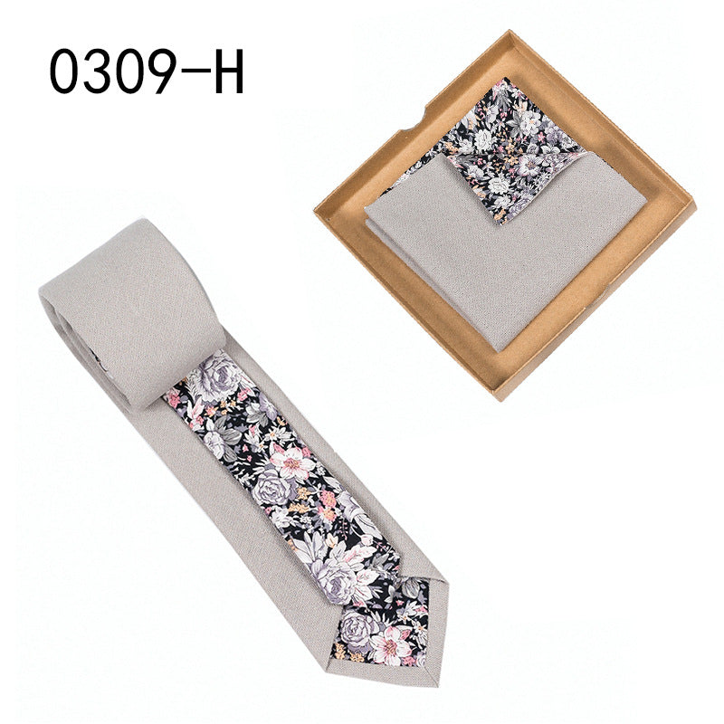Men's Cotton Floral Tie & Pocket Square Set
