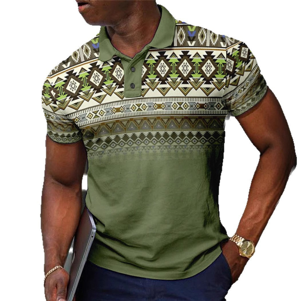 Unisex Striped Short Sleeve Polo Relaxed Fit Polyester