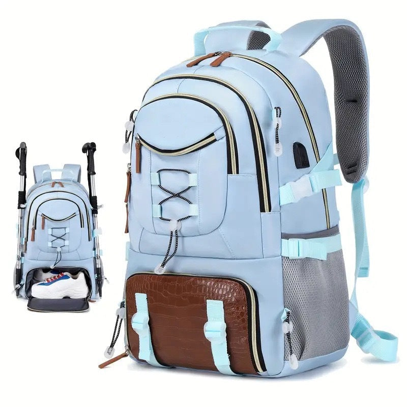 Unisex Solid Polyester Hiking Mountaineering Backpack