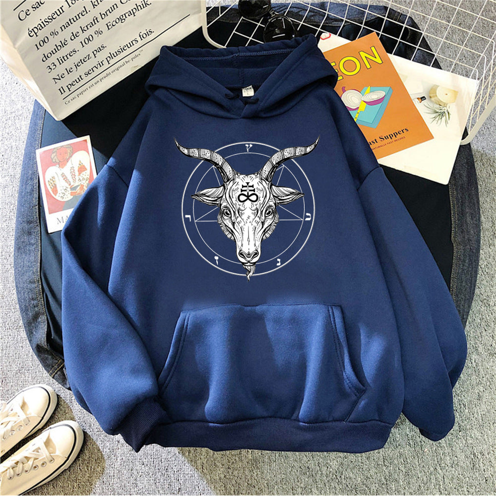 Demon Angel Sheep Head Sweatshirt Men Hooded Jacket