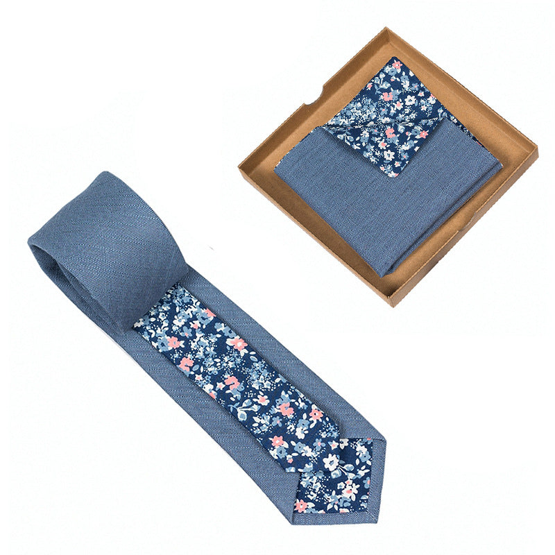 Men's Cotton Floral Tie & Pocket Square Set