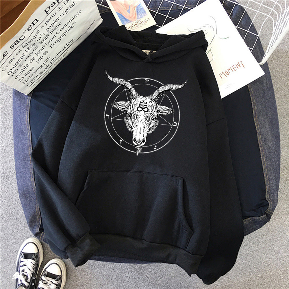Demon Angel Sheep Head Sweatshirt Men Hooded Jacket