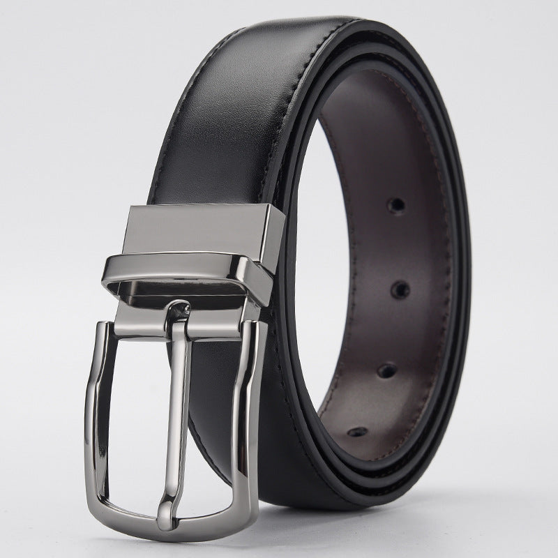Men's Leather Business Rotation Pin Buckle Belt