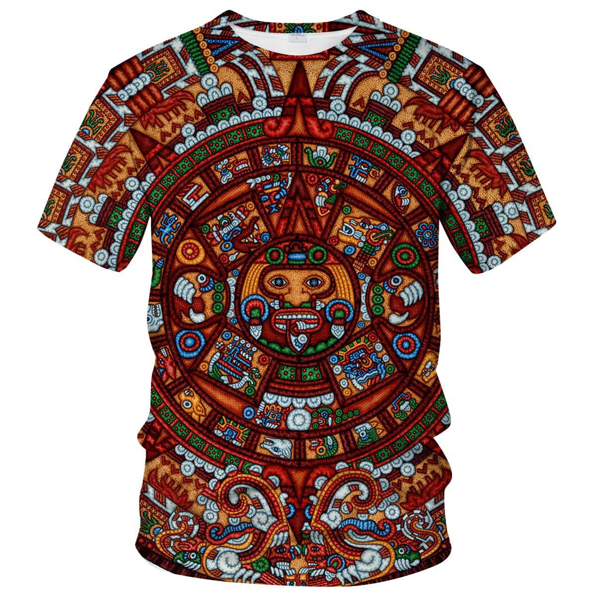 Men's Mexican Maya Realistic Pattern Short Sleeve