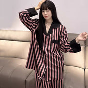 Unisex Four Sided Elastic Striped Polyester Home Wear Suit
