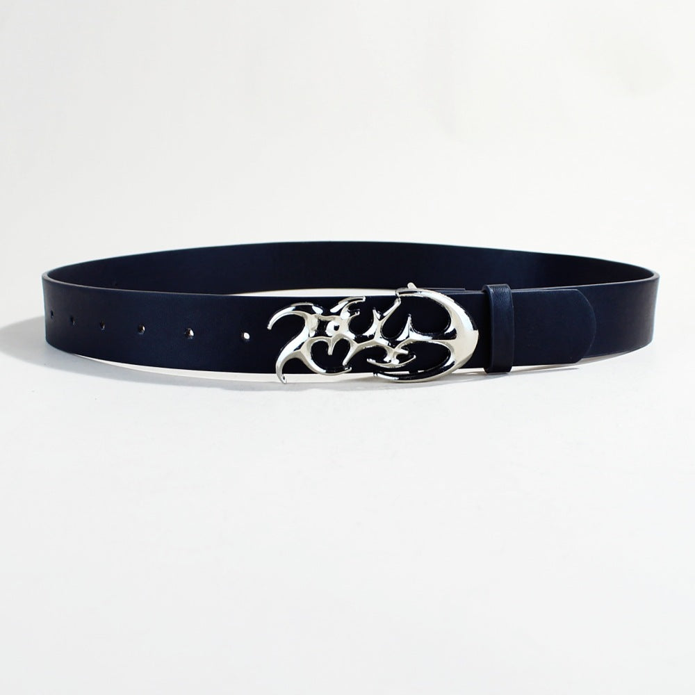 Casual Trendy Silver Buckle Belt