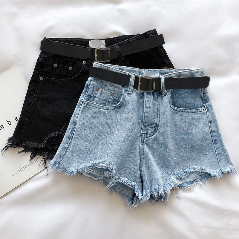 Women’s Ripped Denim Shorts – Casual Fashion, Mid-Rise, Summer Street Style