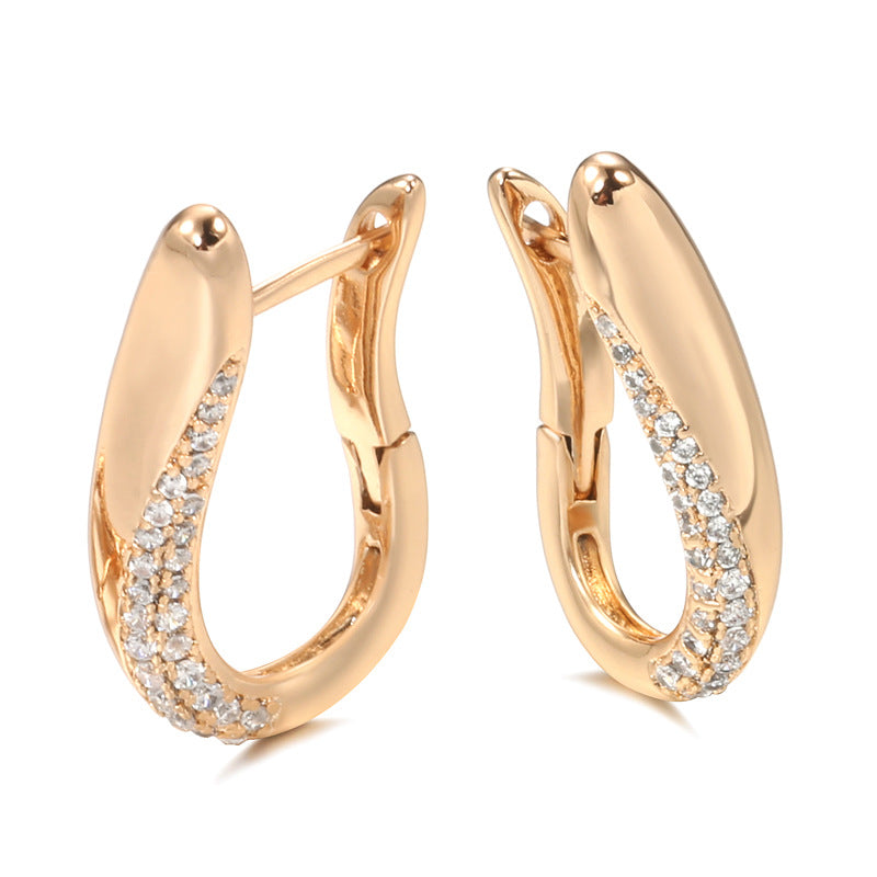 Elegant Double Layer Geometric Zircon Earrings for Women