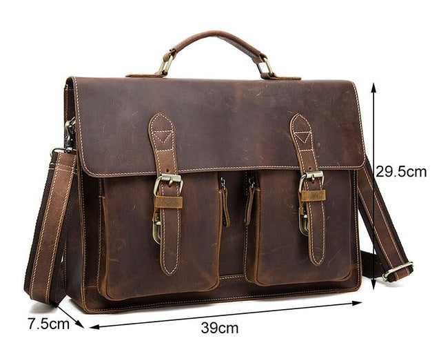 Crazy Horse Leather Handbag Shoulder Messenger Bag