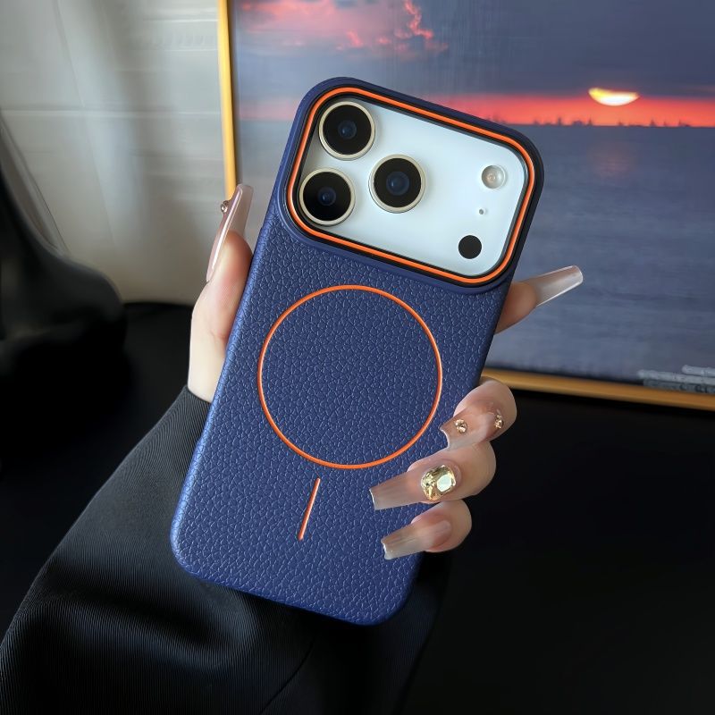 Magnetic Ring Litchi Pattern Phone Case for 17 Series