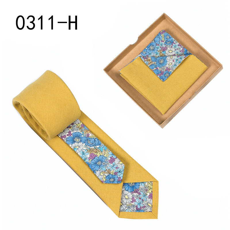 Men's Cotton Floral Tie & Pocket Square Set