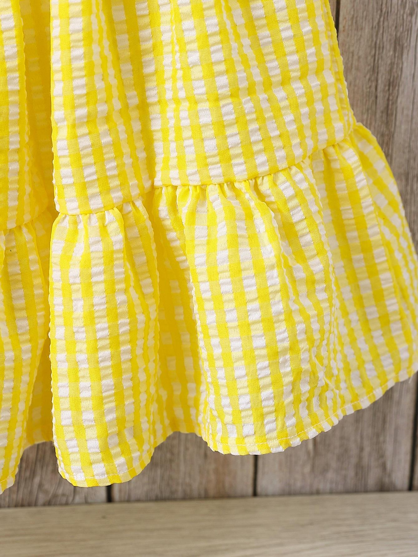 Girls Off Shoulder Halter Beach Dress Polyester Yellow