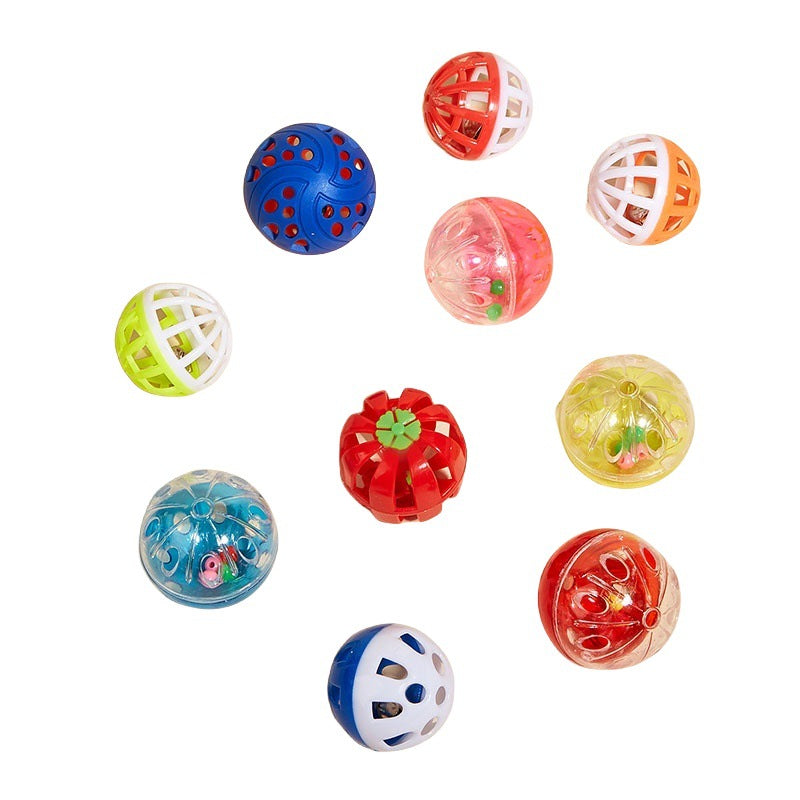 Colored Plastic Bell Mesh Hollow Sound Cat Teasing Ball