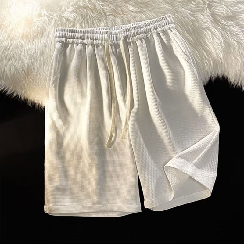 Men's Waffle Knit Casual Pants Polyester Solid Color