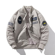 Unisex Japanese Alphabet Embroidered Bomber Regular Cotton