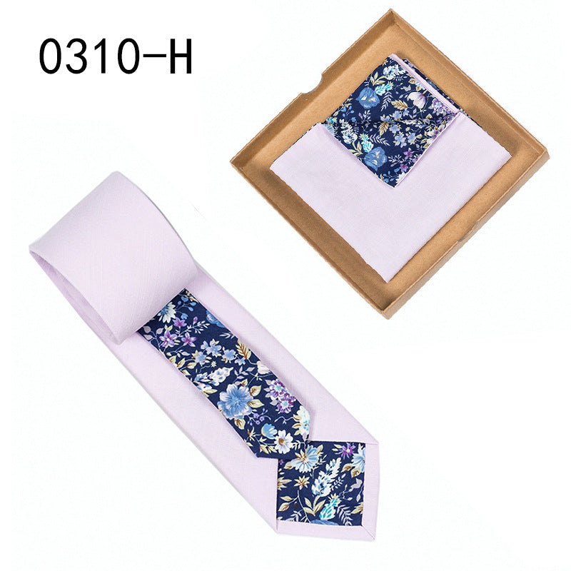 Men's Cotton Floral Tie & Pocket Square Set