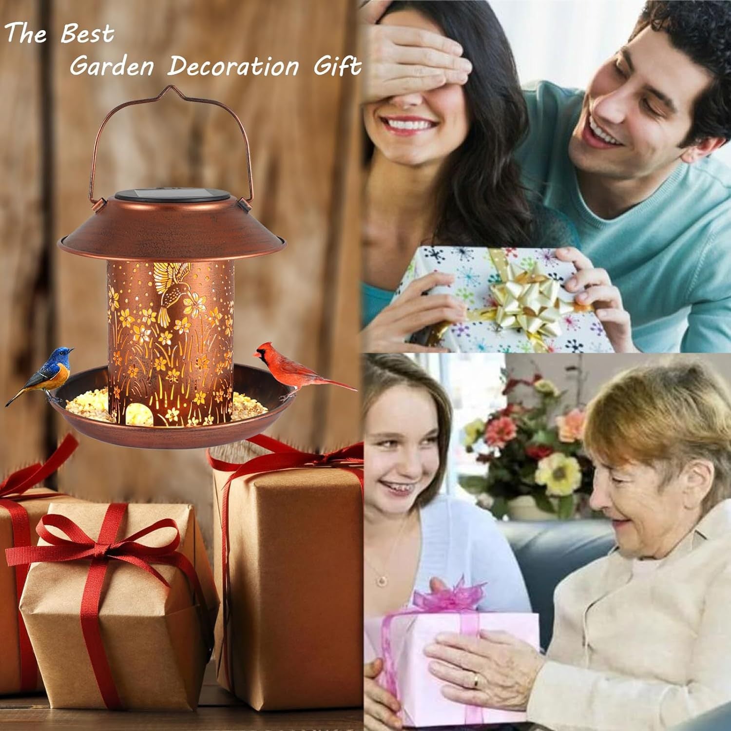 Solar Lamp Feeder Outdoor Waterproof Iron Art