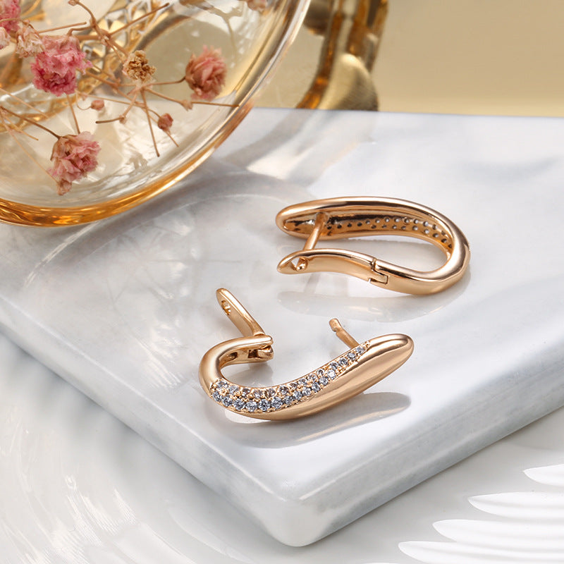 Elegant Double Layer Geometric Zircon Earrings for Women