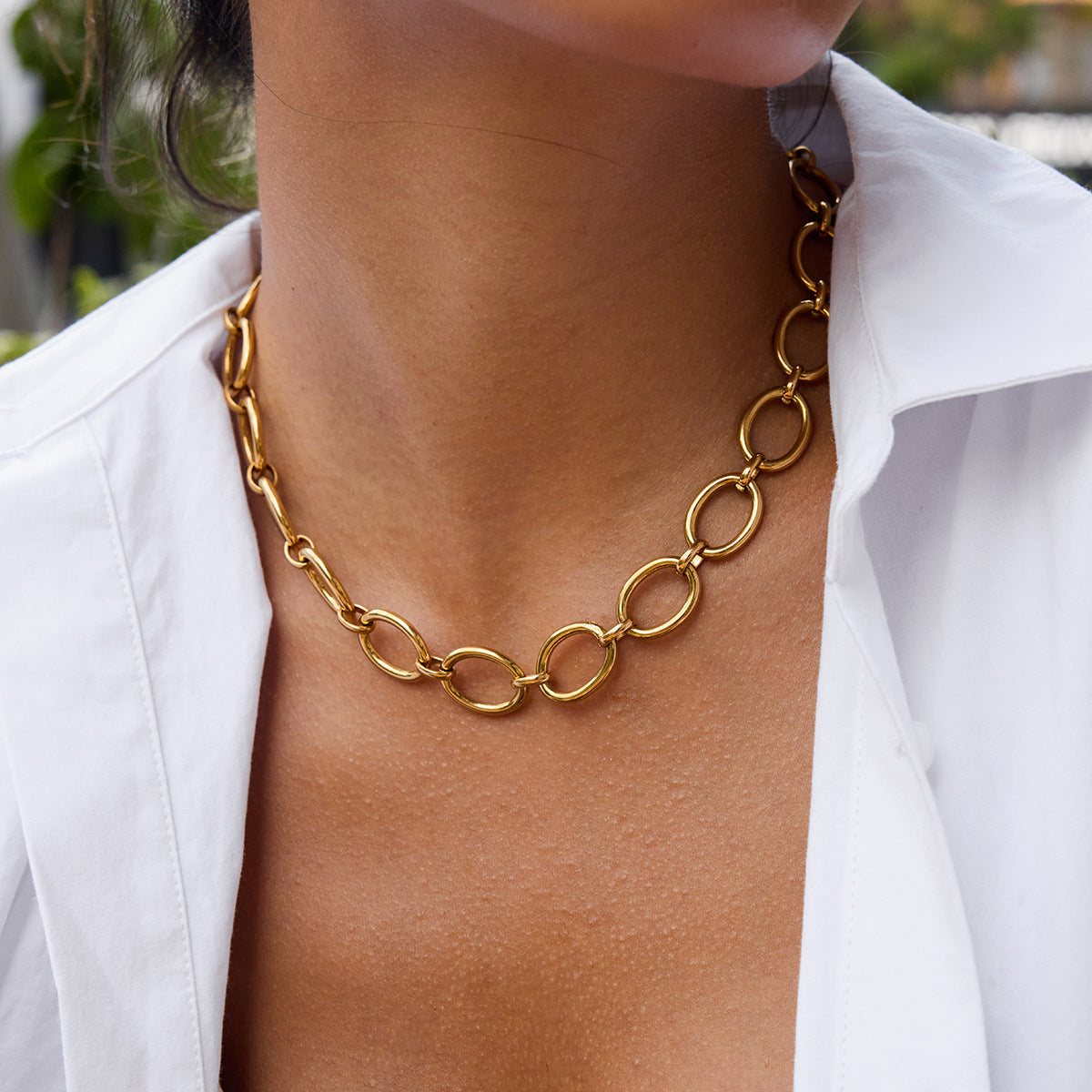 Simple Geometric Circle Titanium Steel Necklace
