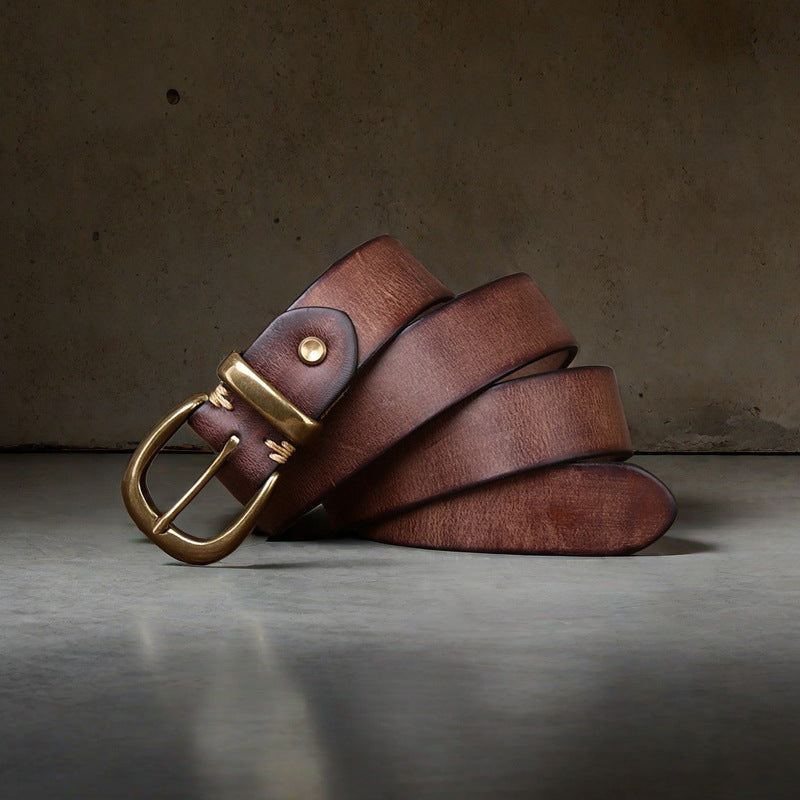 Men's Casual Genuine Cowhide Leather Belt Regular Fit