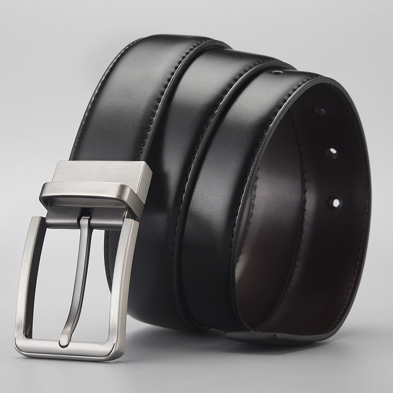Men's Genuine Leather Rotating Pin Buckle Dress Belt