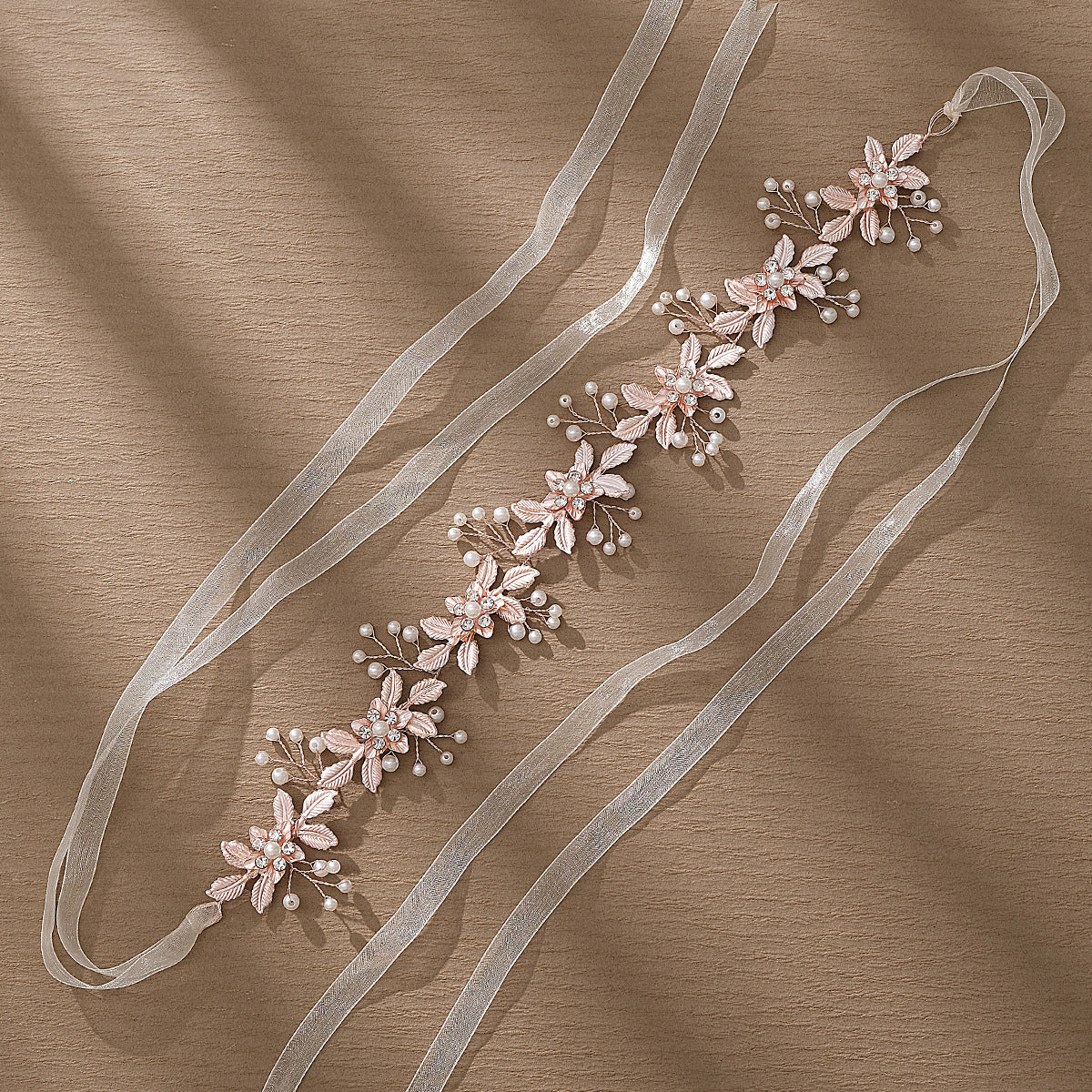 Bridal Wedding Dress Mori Style Flower Braided Pearl Hair Band