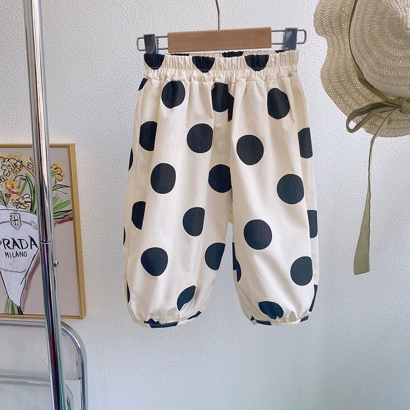 Girls' Fashionable Vest Polka Dot Bloomers Sleeveless Suit