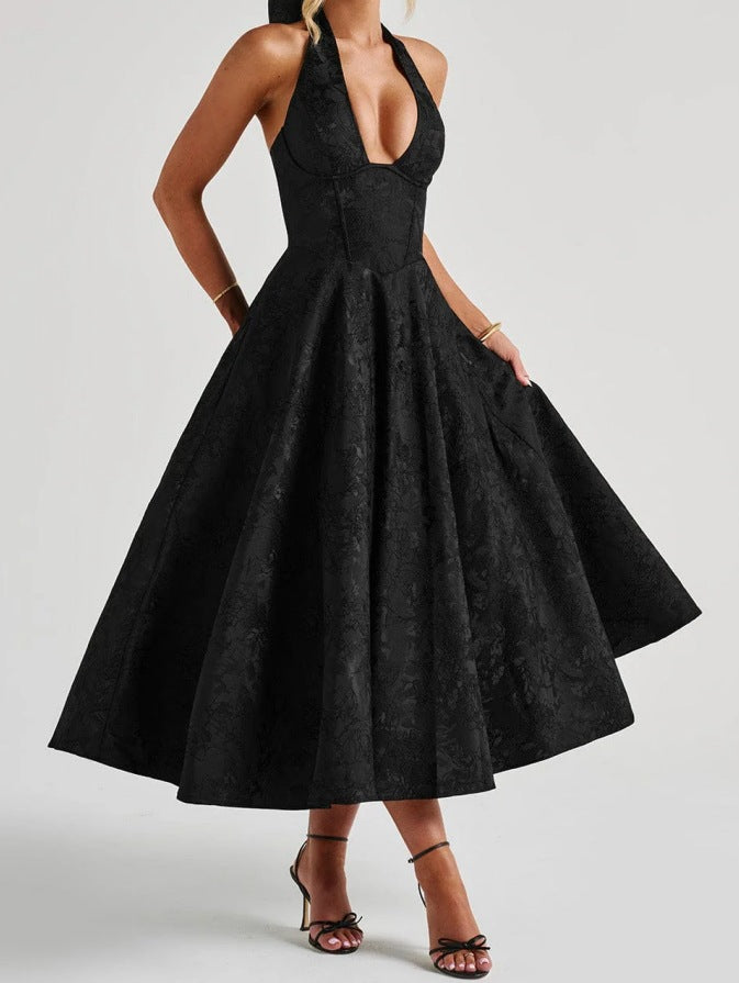 Women's Sleeveless Sling Socialite Style Formal Dress