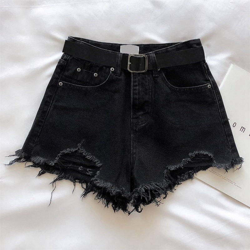 Women’s Ripped Denim Shorts – Casual Fashion, Mid-Rise, Summer Street Style