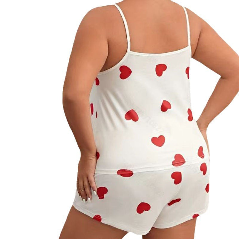 Women's Plus-sized Fat Camisole Printed Pajamas Suit