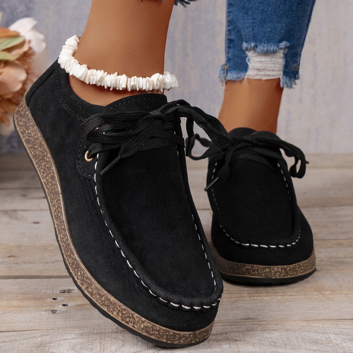 Plus Size Women's Shoes Flat Elastic Band Slip-on Casual Shoes