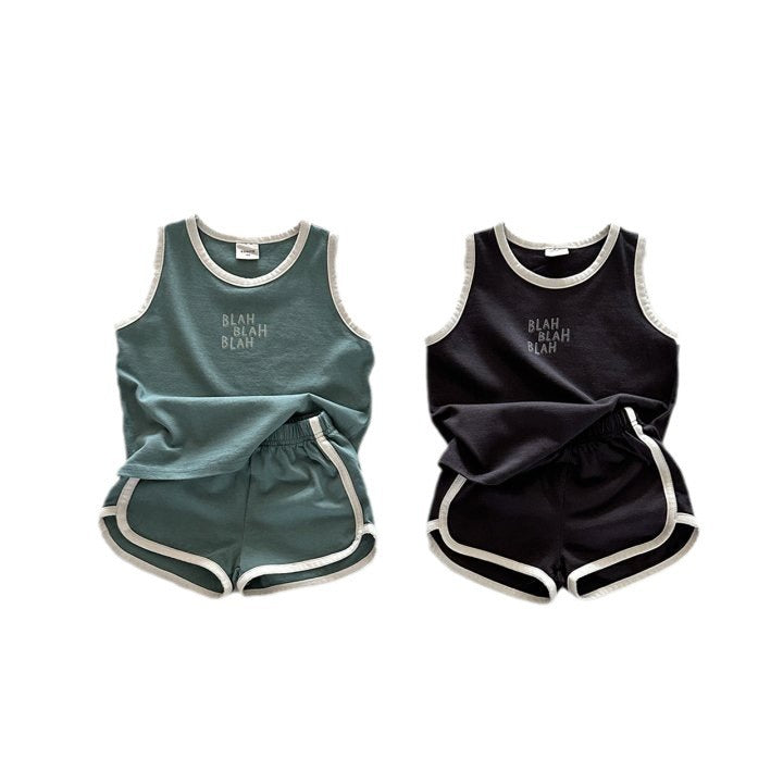 Cotton Vest And Shorts Set For Kids Unisex Summer Wear