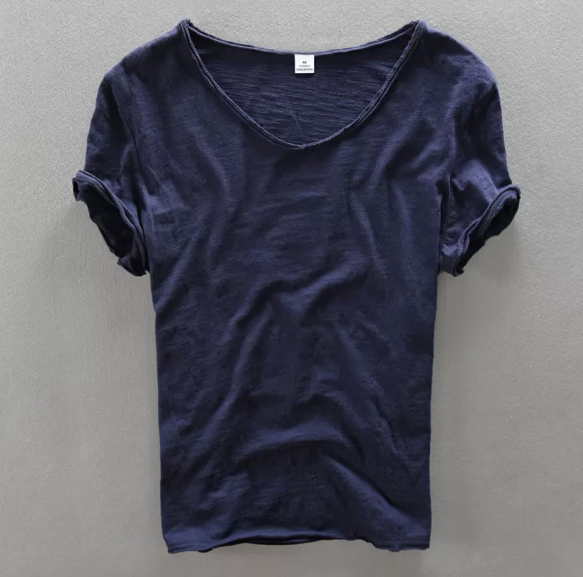 Simple Solid Color T-shirt Slub Cotton Men's Short-sleeved T-shirt
