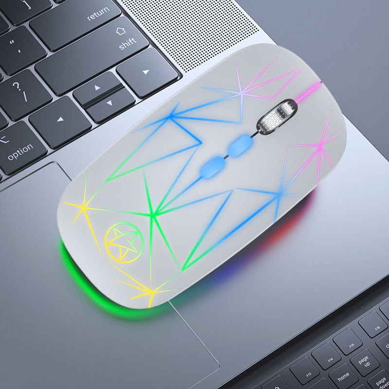 Wireless Bluetooth Mouse Dual-mode Luminous Charging Game Office 5-key Metal Roller
