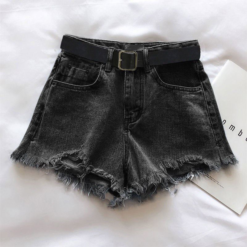 Women’s Ripped Denim Shorts – Casual Fashion, Mid-Rise, Summer Street Style