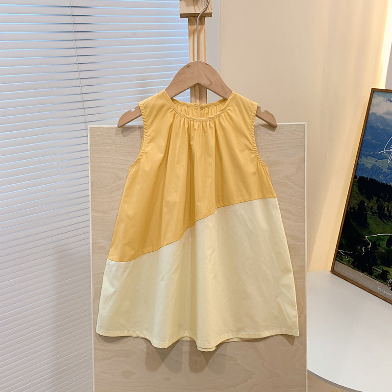 Kids' Skirt Color Matching Sleeveless Loose Dress