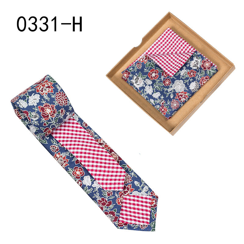 Men's Cotton Floral Tie & Pocket Square Set