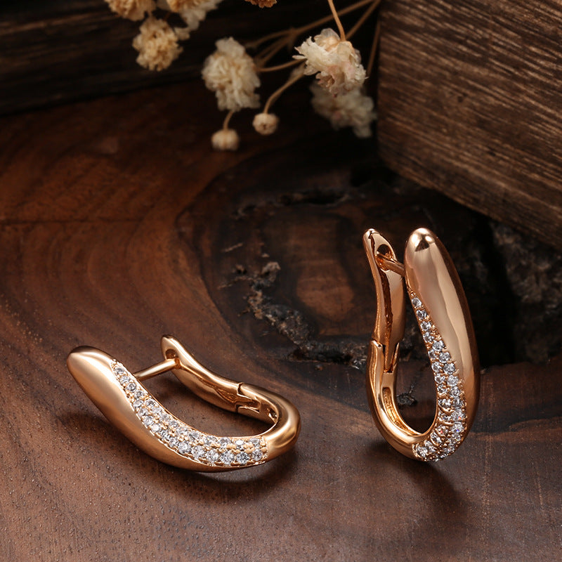 Elegant Double Layer Geometric Zircon Earrings for Women