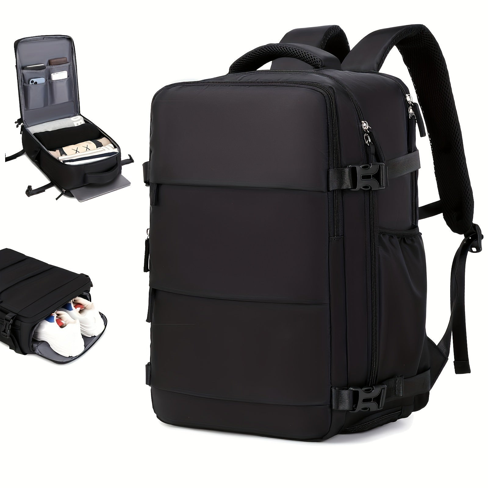 Men's Solid Color Nylon Travel Backpack Regular Fit 20-35L