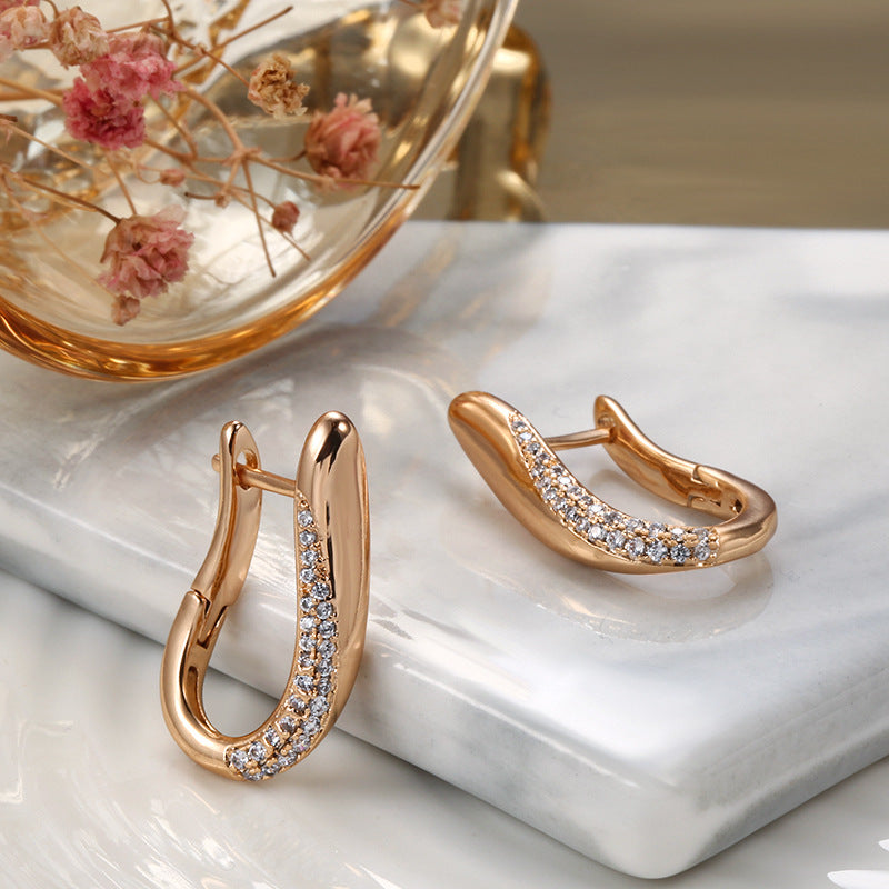 Elegant Double Layer Geometric Zircon Earrings for Women