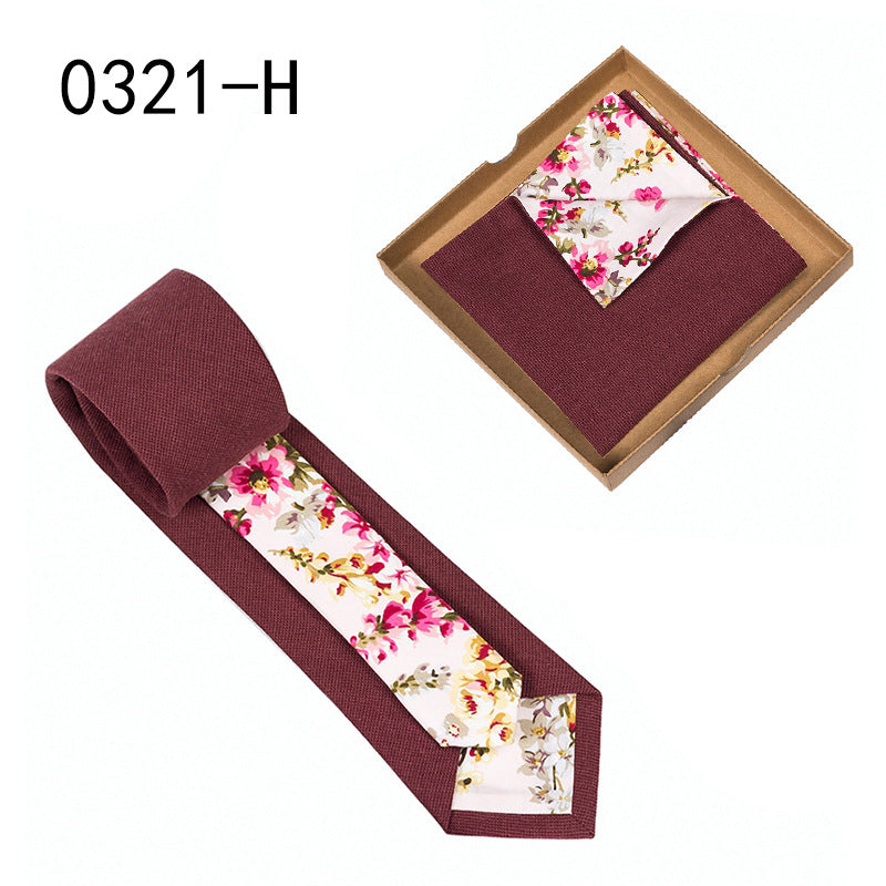 Men's Cotton Floral Tie & Pocket Square Set