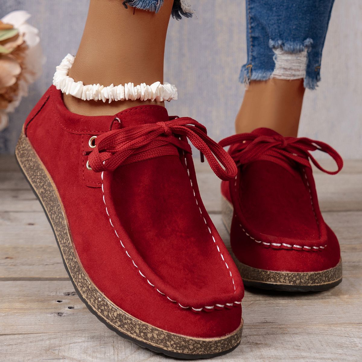 Plus Size Women's Shoes Flat Elastic Band Slip-on Casual Shoes