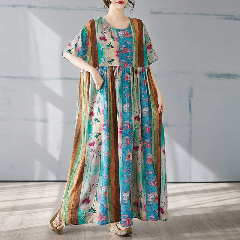 Simple Fashion Plus-sized Bohemian Maxi Dress